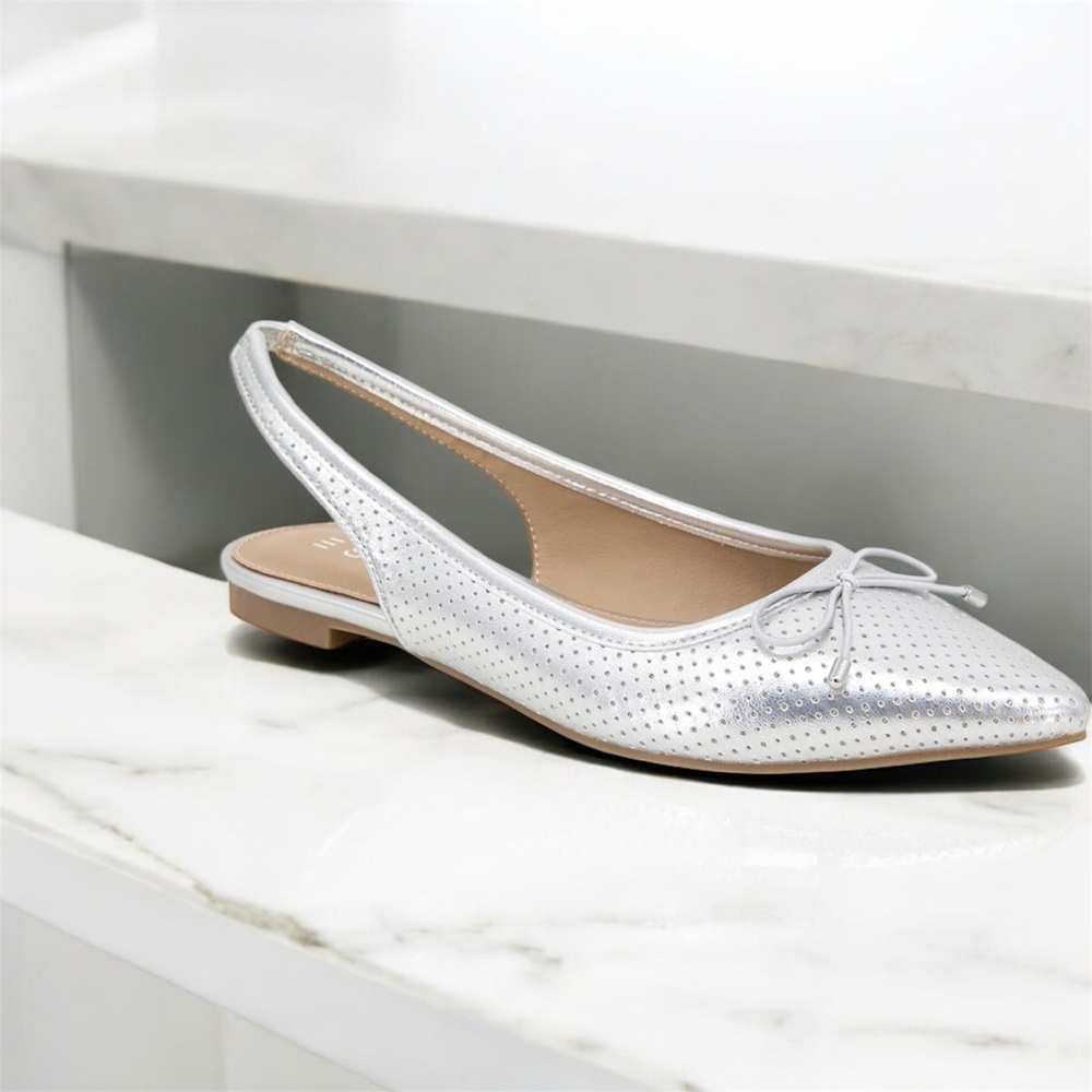 Esprit Women's Petria Silver Slingback Flats Shoes Size 8